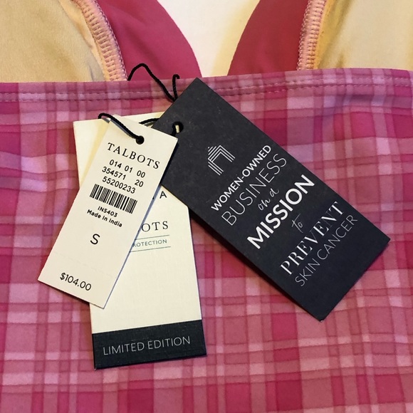 NWT Cabana Life x Talbots One Piece Halter Pink Sunrise Plaid Tassel Swimsuit S - Picture 9 of 11